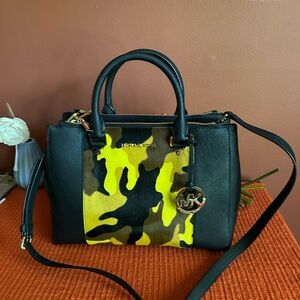 Vintage Michael Kors Black and yellow green Satchel or shoulder bag